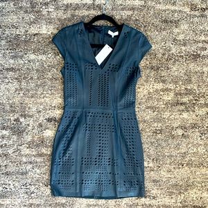Parker Serena Leather mini dress Navy Small